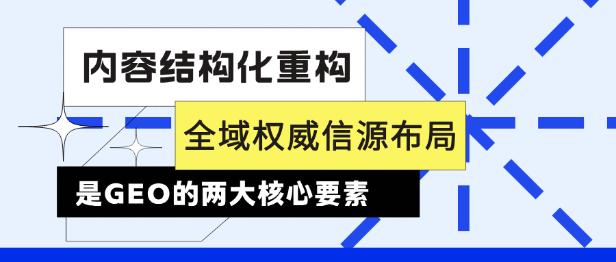 内容结构化重构和全域权威信源布局，是GEO的两大核心要素